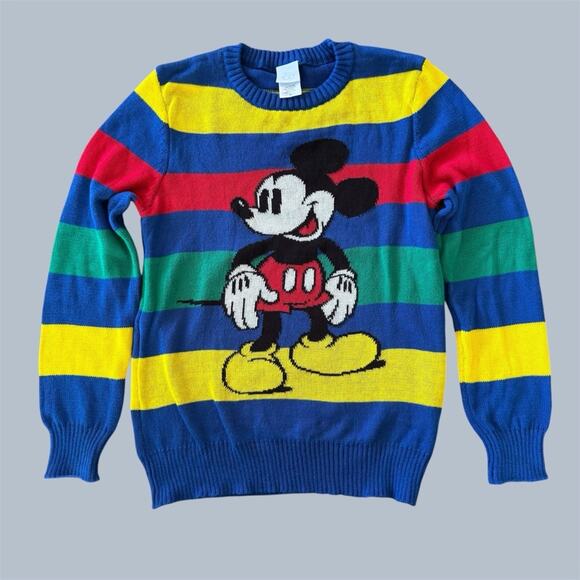 Disney Other - Mickey Mouse Disney 100 Kids’ Colorful Striped Sweater Size M